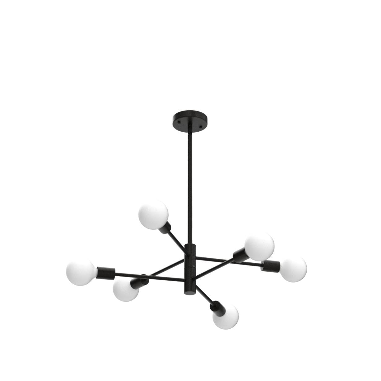 Hhr Modern Sputnik Chandelier - Industrial 6-Light Black Pendant Light For Kitchen & Living Room