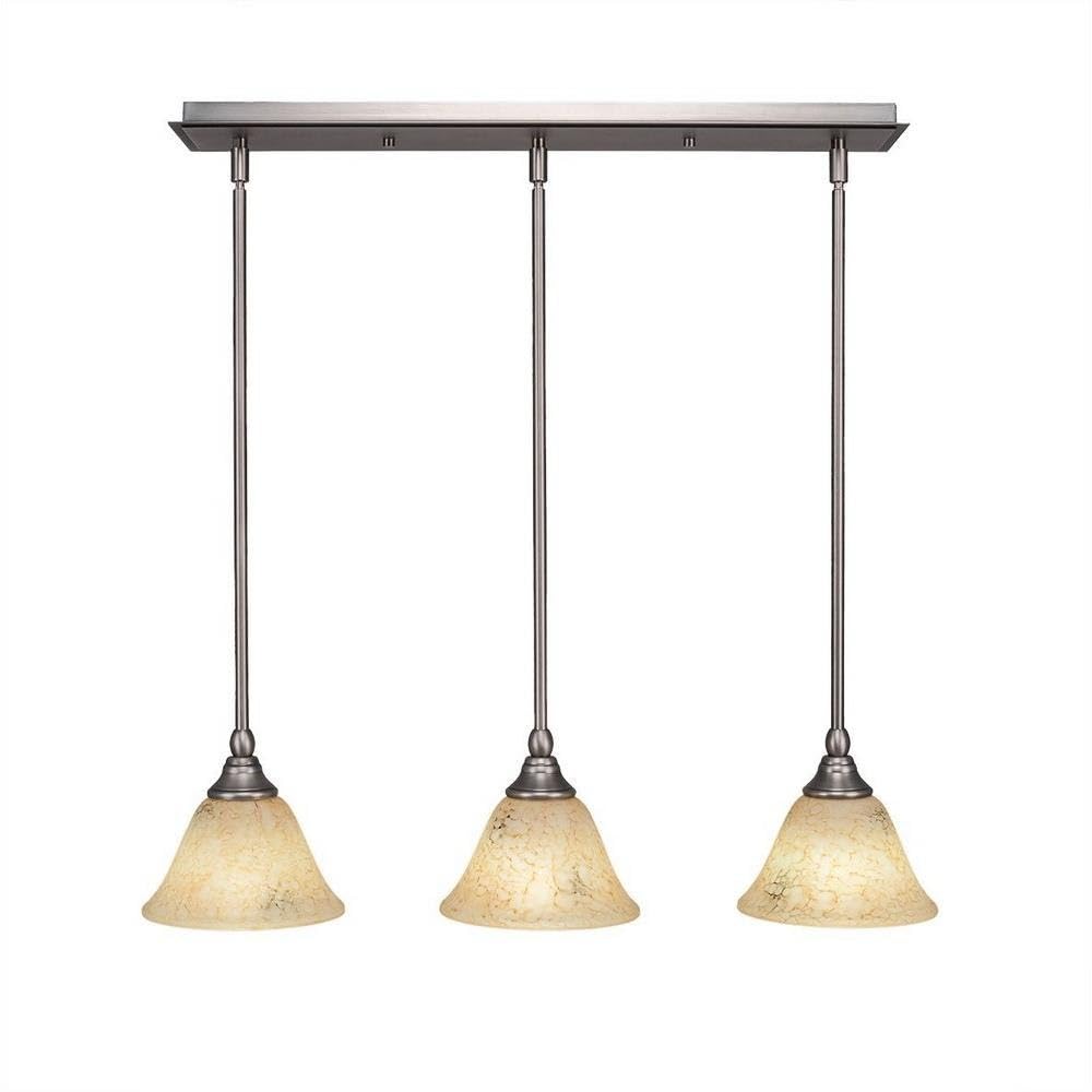 Toltec Lighting 25-Bn-508 3 Light Multi-Light Mini Hang Straight Swivel Pendant With Italian Marble Glass, 7&quot;, Brushed Nickel