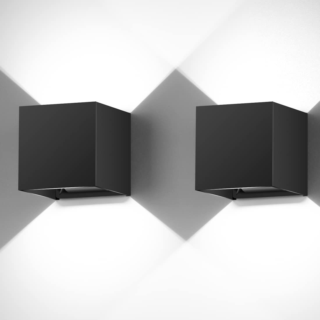 Biritalo 20W Led Up/Down Outdoor Wall Lights, Waterproof Black Aluminum, 6500K, 2 Pack