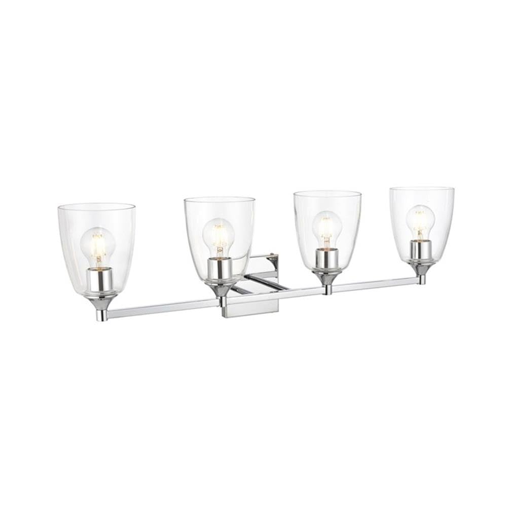 Living District Gianni 4-Light Iron & Glass Bath Sconce in Chrome/Clear