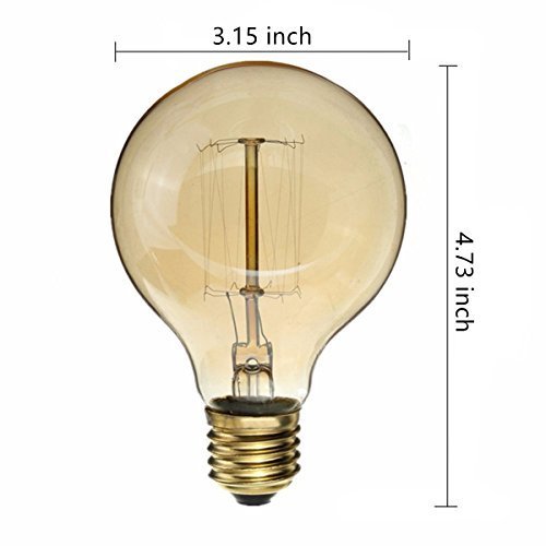 CTKcom Vintage Edison Bulbs - Antique Dimmable 40W Equivalent - 4 Pack - Warm Yellow - Brass E26/E27 Base G80 110V