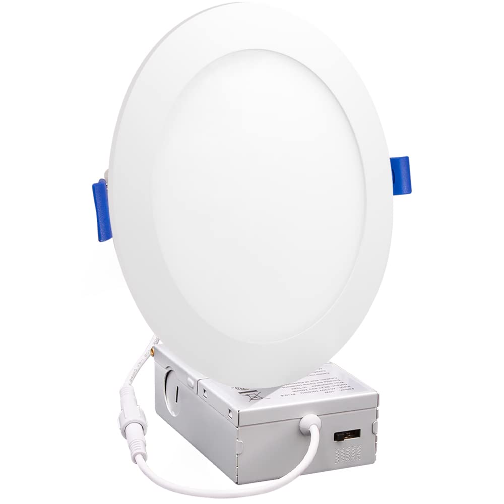 Maxxima Ultra-Thin Recessed LED Downlight, 1050 Lumens, Dimmable, Canless, IC Rated, 2700K-5000K, Single Pack, Aluminum