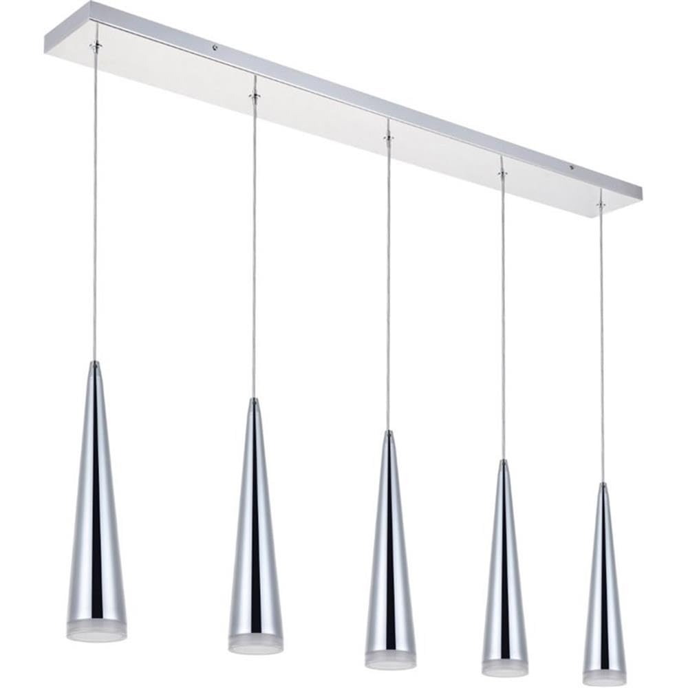 Elegant Lighting 5 Light Led Pendant - Chrome Chandelier For Living Room, Kitchen, Bedroom