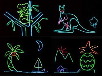 Tdltek 6 Pack Neon Glowing Strobing Electroluminescent Wire/El Wire(Blue, Green, Red, Pink, Purple, White) + 3 Modes Battery Controllers