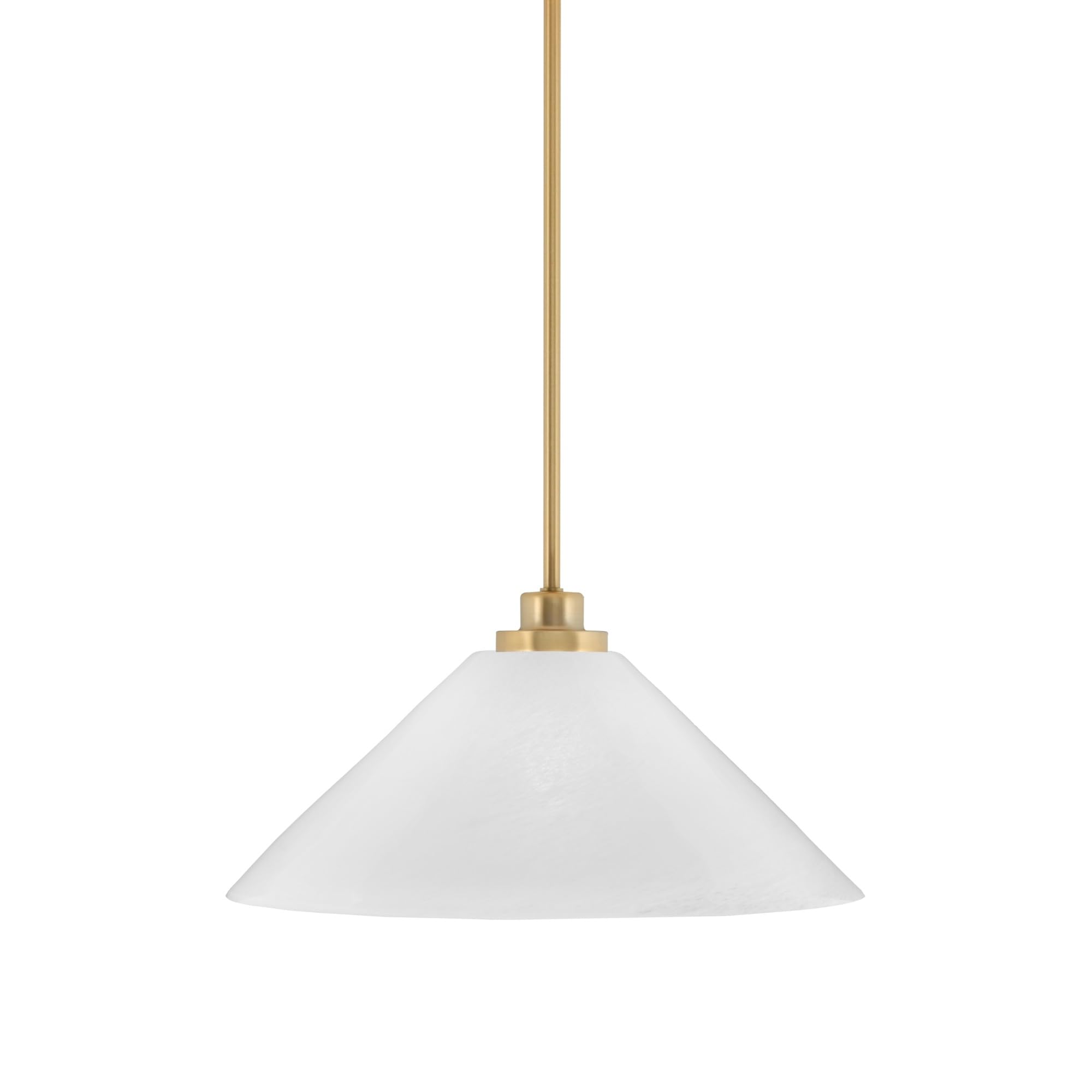Toltec Lighting Odyssey Mini Pendant - New Age Brass Finish, 16in White Marble Glass