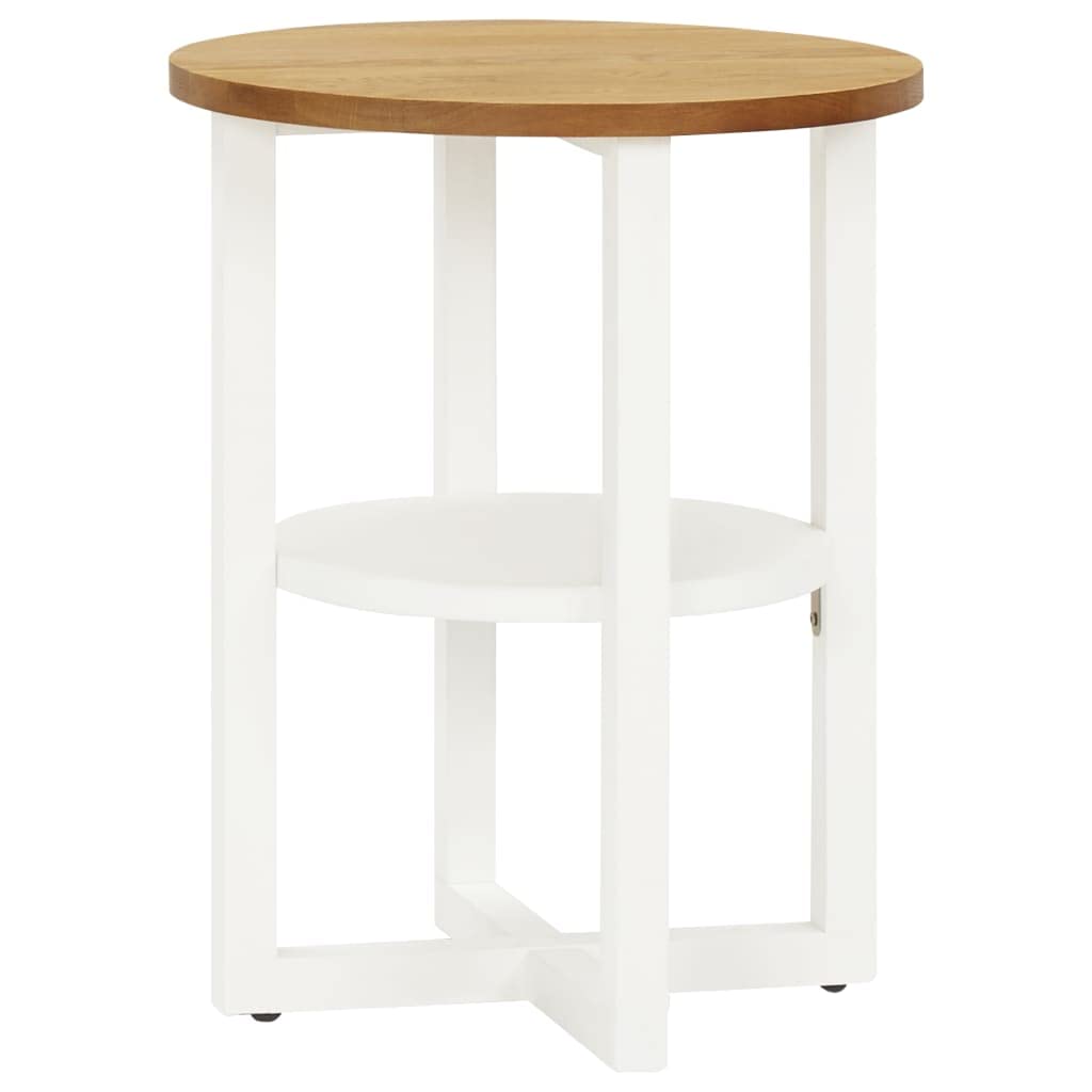 vidaXL Lamp Table, Round End Table with Storage, Side Coffee Table for Living Room Bedroom, Home Furniture, Retro Style, Solid Wood Oak