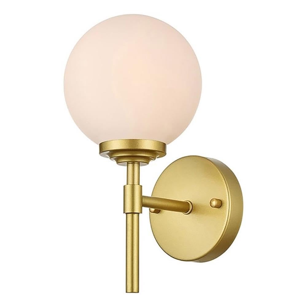 Living District Ansley 1-Light Iron & Glass Bath Sconce in Brass/Frosted White