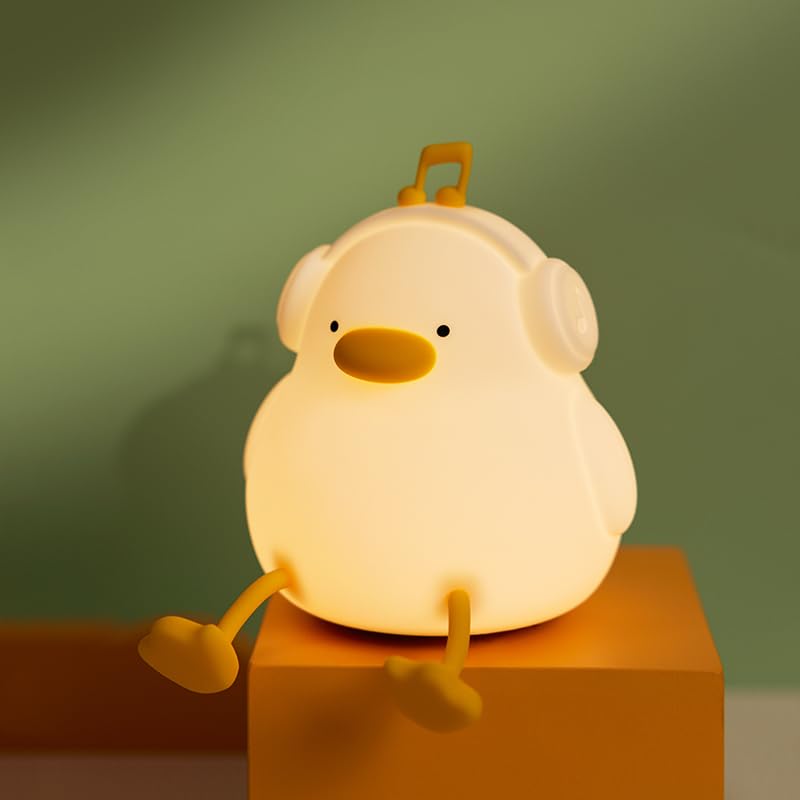 ATSUI Night Light - Squishy Duck Design, 3 Level Dimmable, Silicone, White-Duck, Model ATLE011AB
