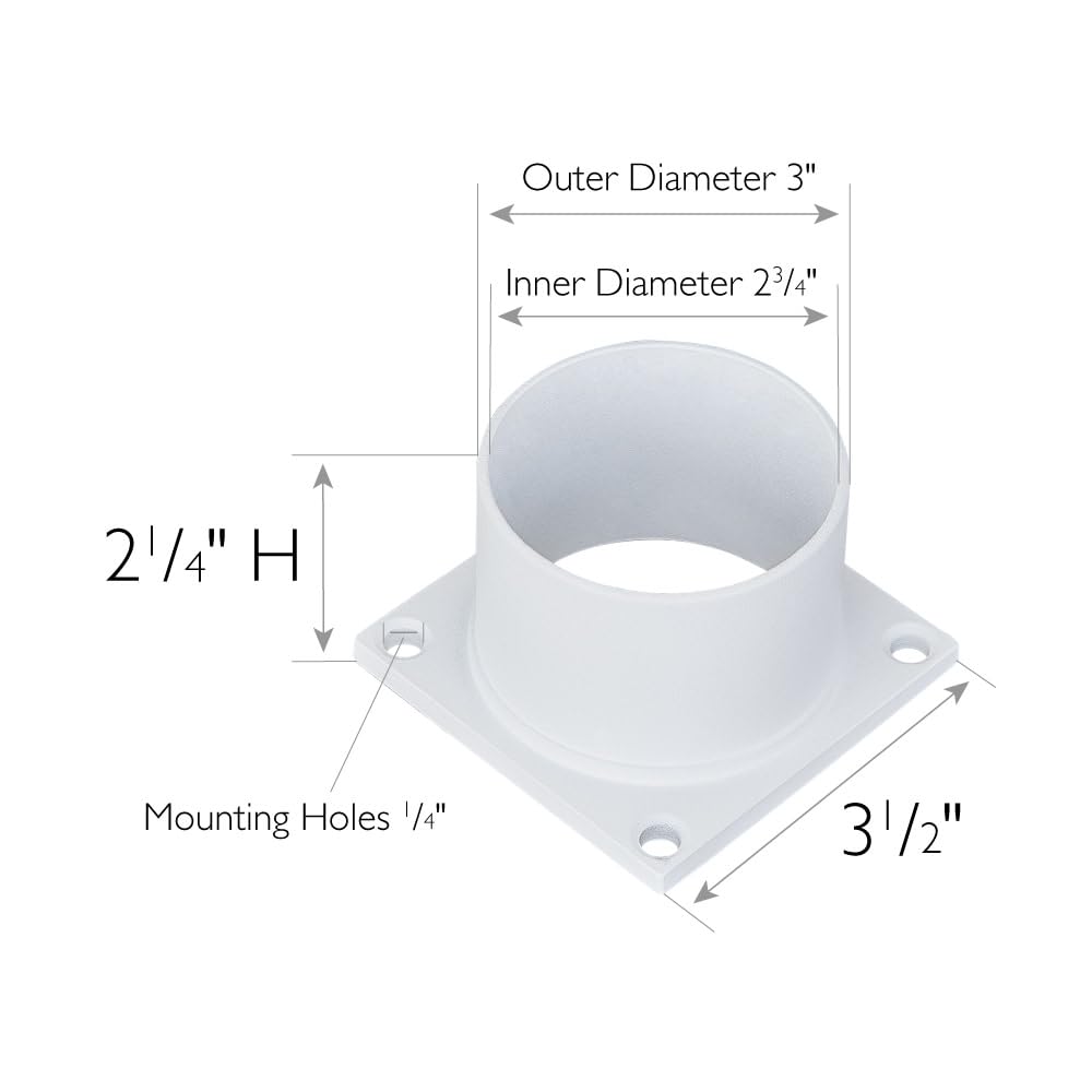 Design House 590059 Standard 3-Inch Fitter Outdoor Pier Base Round Accessory Mount For Deck Porch Patio, White