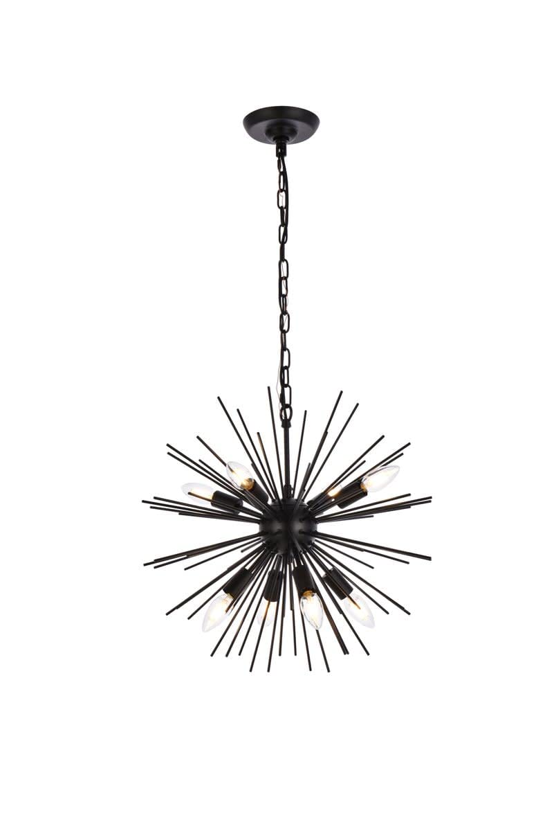 Elegant Lighting Living District Timber 8-Light Mid-Century Metal Pendant in Chrome