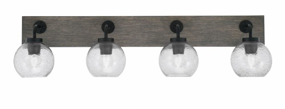 Toltec Lighting 1774-Mbdw-4102 Oxbridge - 4 Light Bath Bar-9 Inches Tall And 36.5 Inches Length, Finish Color: Matte Black/Painted Distressed Wood-Look Metal, Glass Color: Smoke Bubble