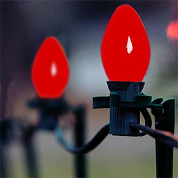 Bokoiuu C7 Replacement Light Bulbs, 25 Pack Christmas Red Night Light Bulbs, C7/E12 Candelabra Base For Outdoor String Light Inc