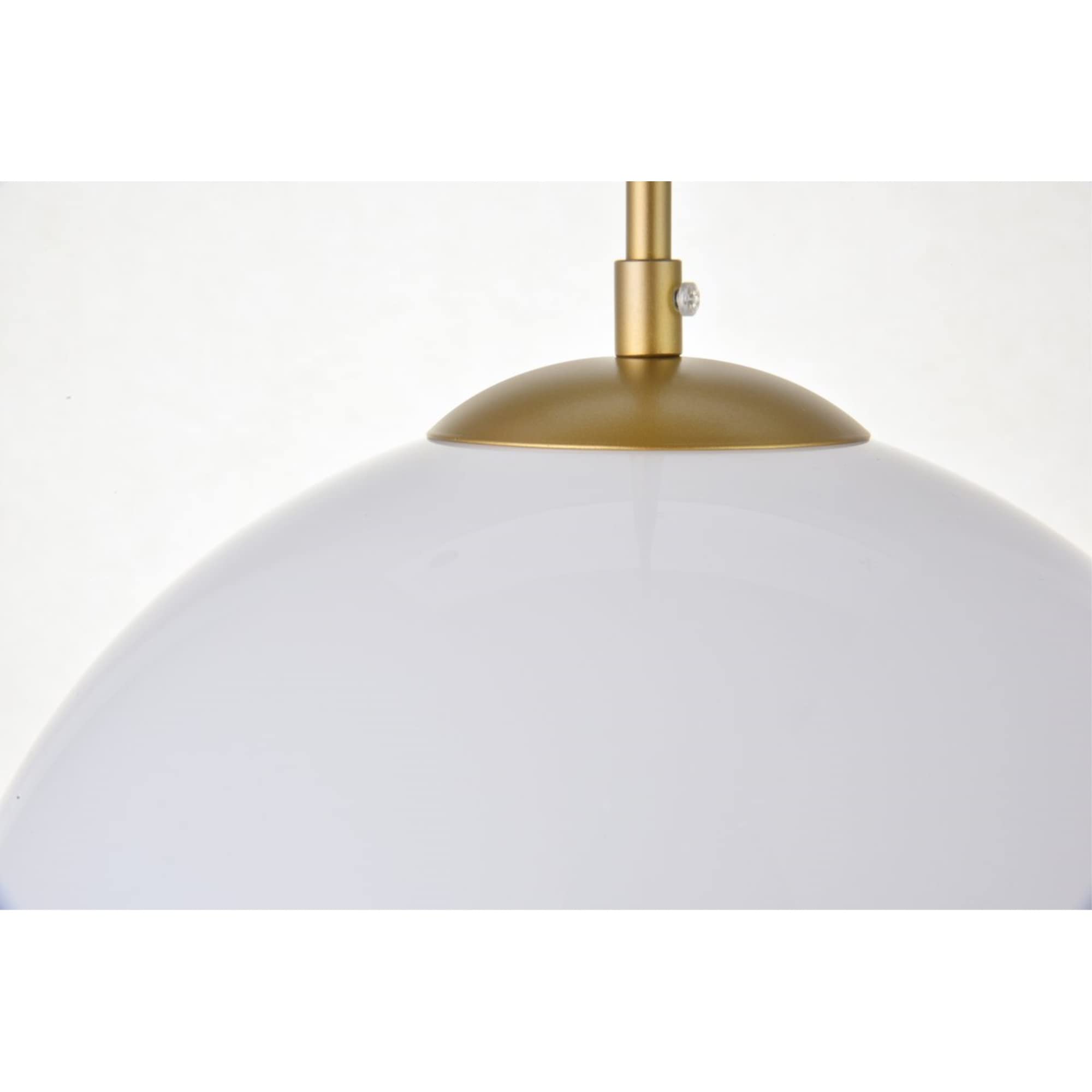 Elegant Lighting Living District Baxter 1-Light Metal Pendant in Brass and Frosted White