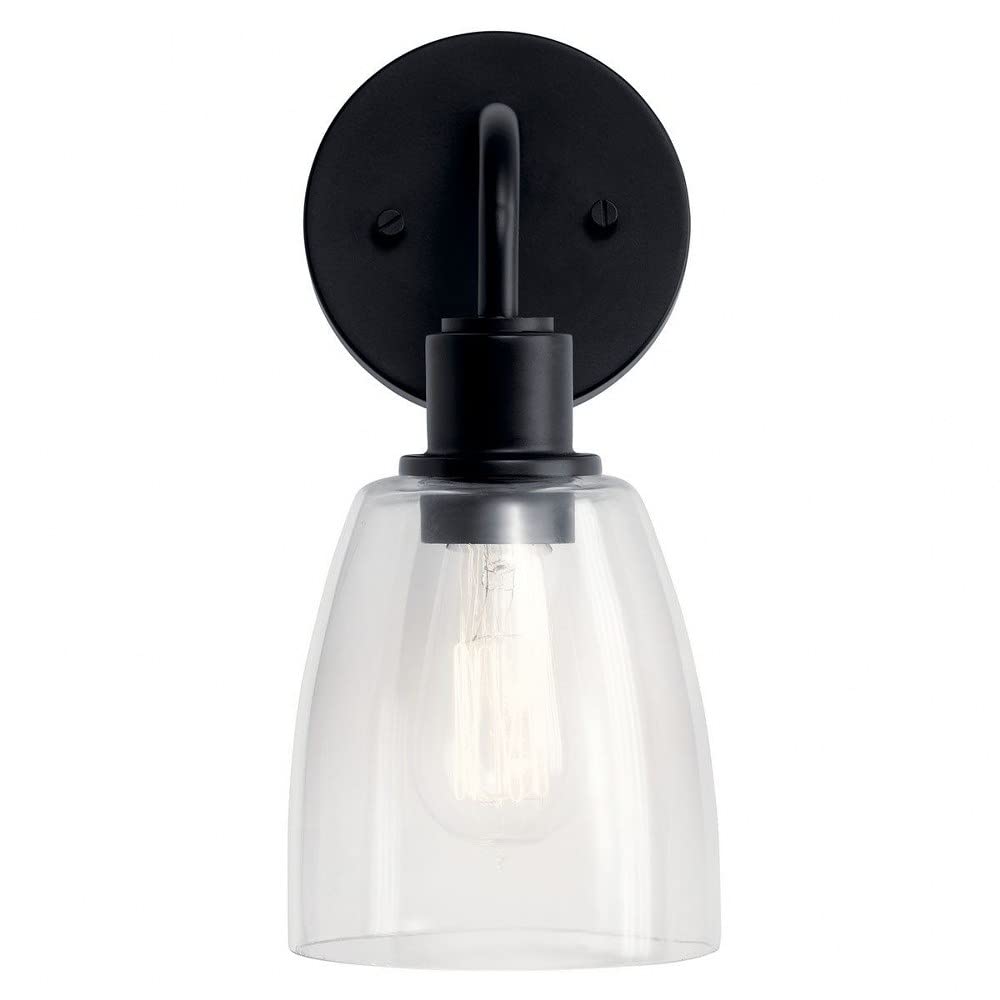 Kichler Meller 11 Inch 1 Light Wall Sconce With Clear Glass In Black