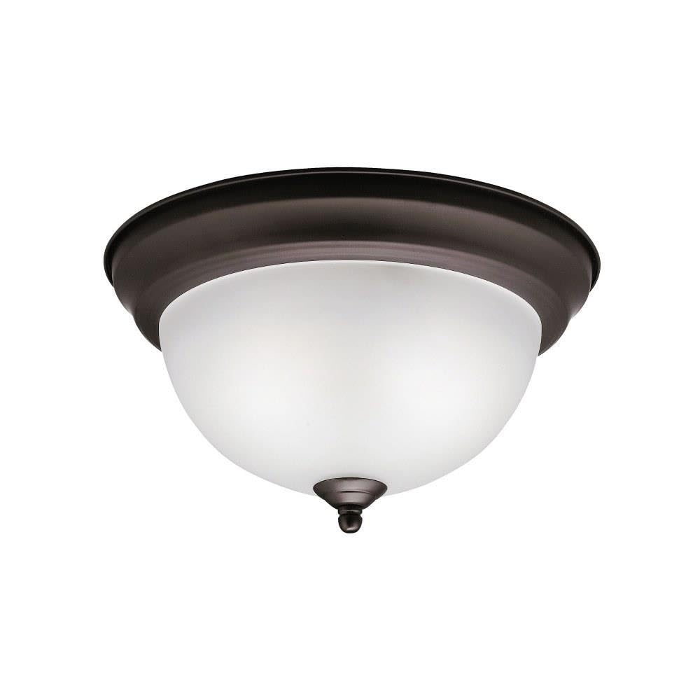 Kichler 8111OZ Flush Mount Round Glass Ceiling Lighting, Bronze 2-Light (12'' W x 7'' H) 60 Watts