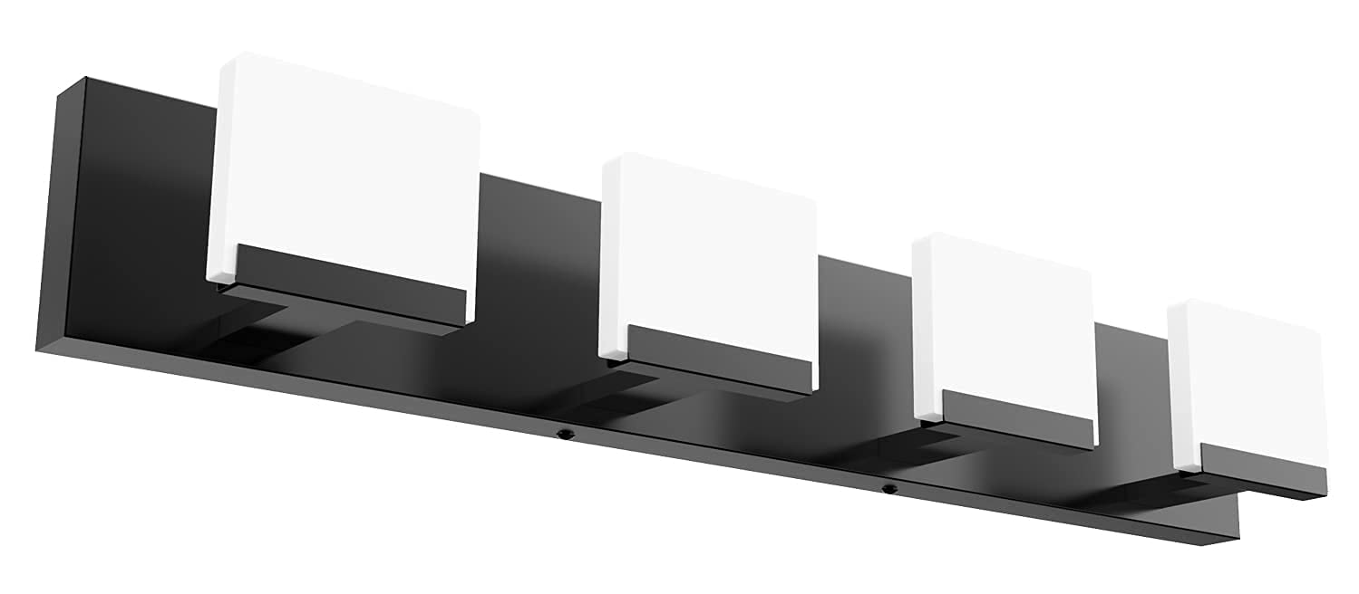 Ralbay 4-Light Black Bathroom Vanity Light Fixtures, Acrylic, LED Modern Design, Model 8281-4T-black