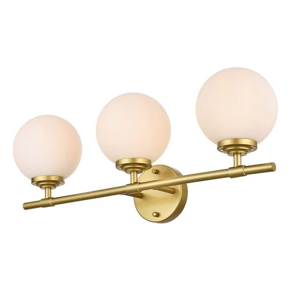 Living District Ansley 3-Light Iron & Glass Bath Sconce in Brass/Frosted White