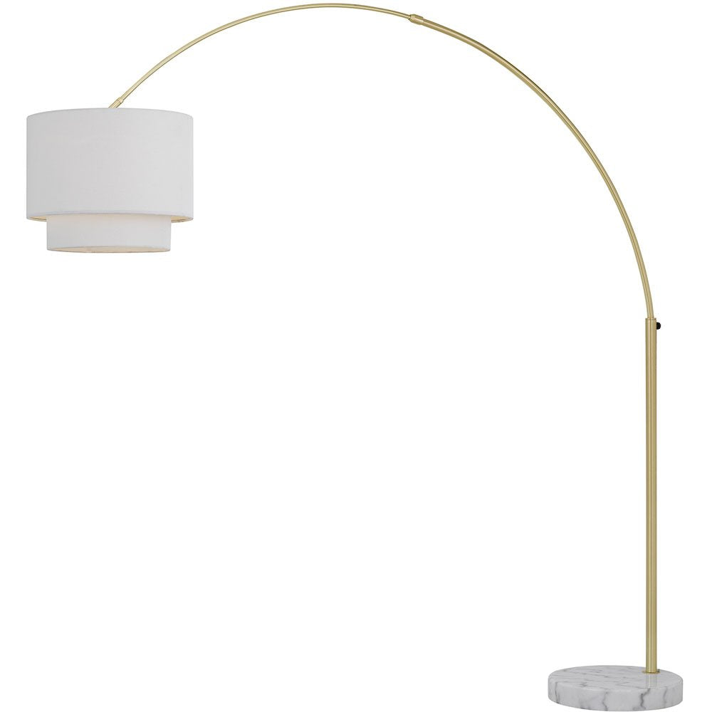 AF Lighting Orb Adjustable Plug-in Floor Lamp with Online Foot Switch, Marble Base and Brushed Gold Metal Globe Shade for Home o
