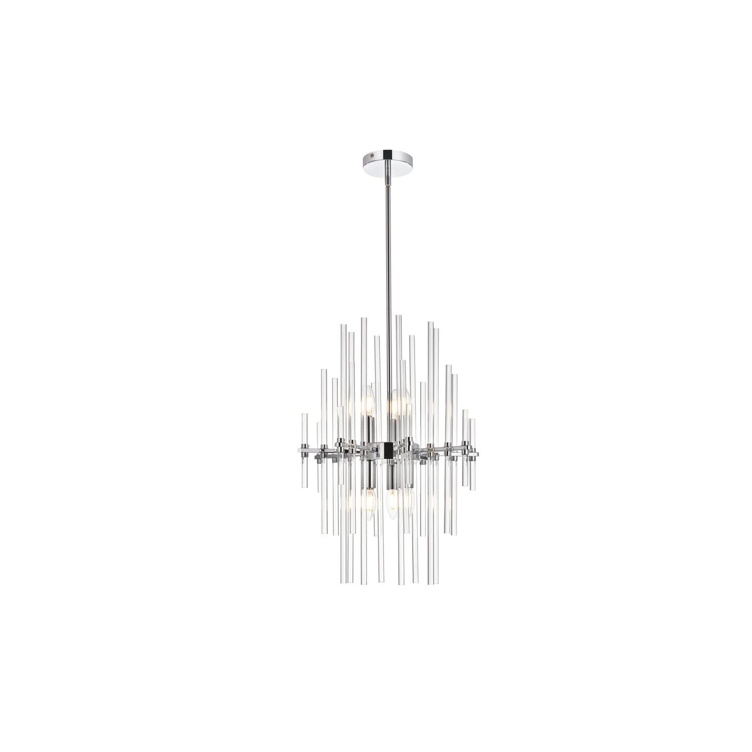 Elegant Lighting Indoor Modern Home Decorative Bright Ceiling Light Sienna 17 inch Crystal Rod Pendant in Chrome