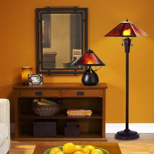 Cal Lighting Bo-464 Two Light Mica Shade Table Lamp In Rust Finish