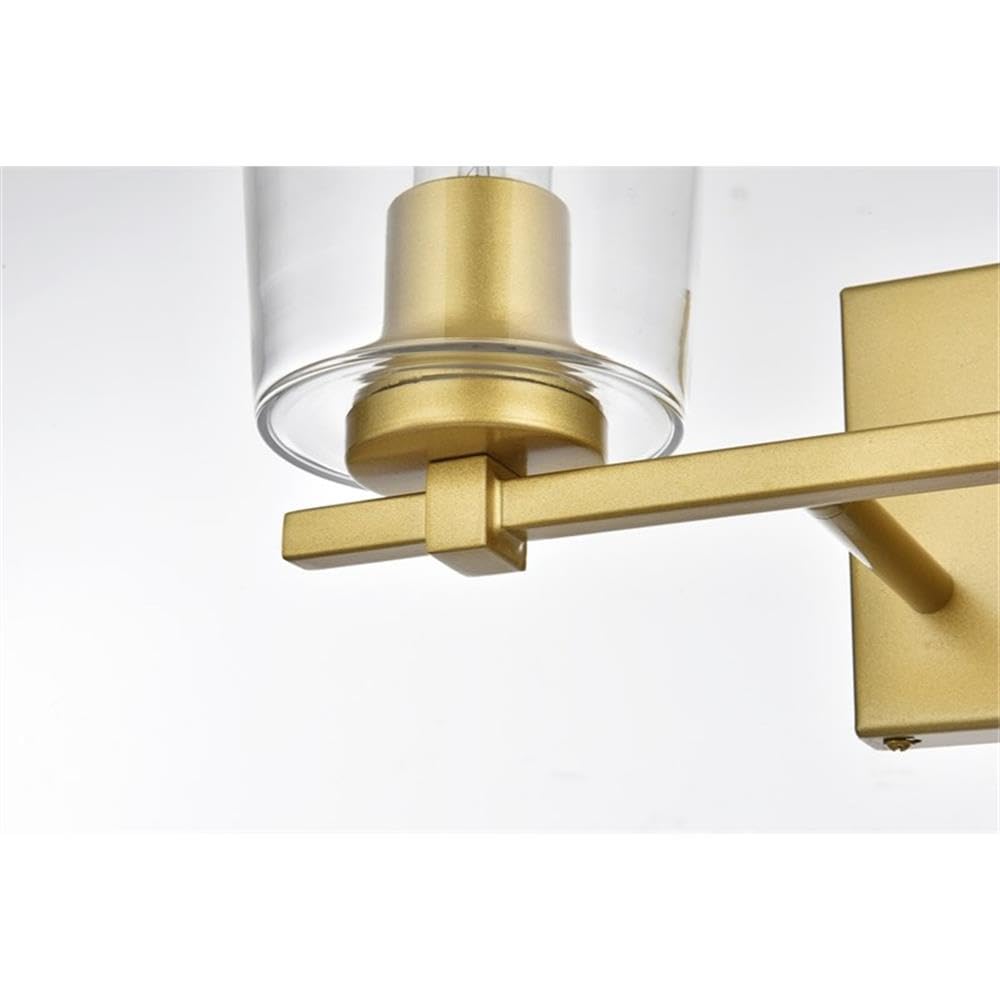 Living District Kacey 2-Light Iron & Glass Bath Sconce In Brass/Clear