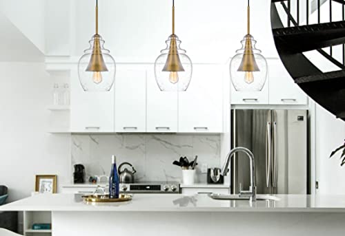 Cal Lighting Girona Glass Drop Pendant, Antique Brass, Metal, 8.5inW x 23inH, Model FX-3780-1