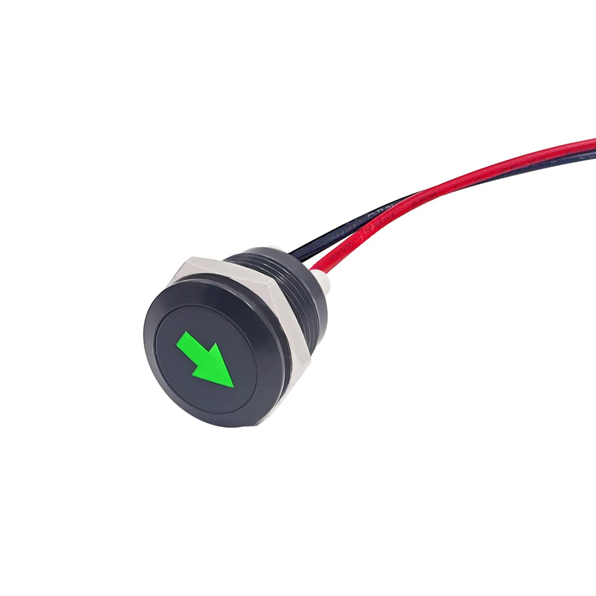 Taiss Led Indicator Pilot Dash Light With Symbols (Single Arrow) Green, 1/2''(12Mm) 12V Led Metal Signal Indicator Light