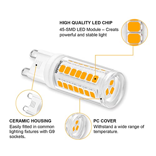 Umleeddlt G9 LED Bulb 4W 400LM Warm White 3000K 360° Beam Angle 10 Pack