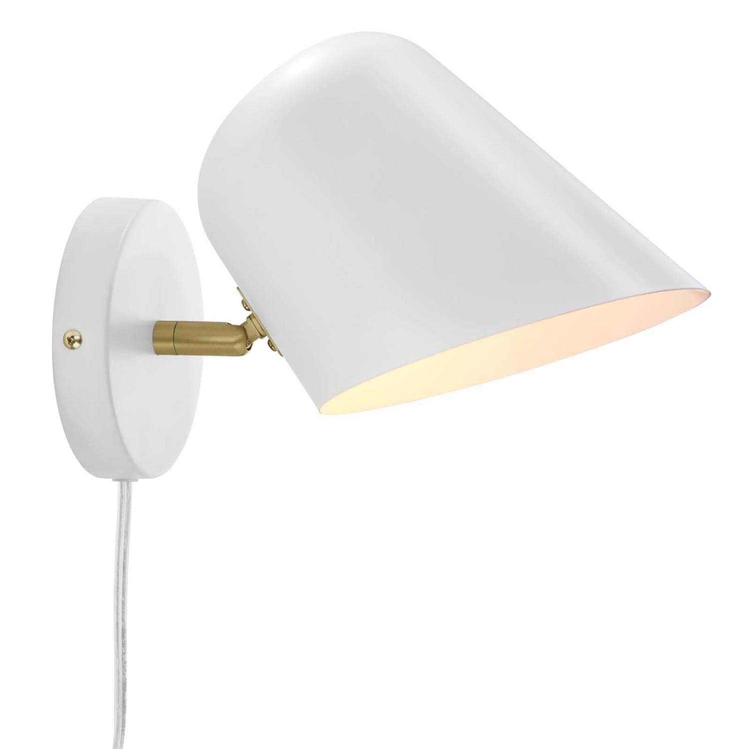 Modway Briana 1-Light Modern Metal Swivel Wall Sconce in White