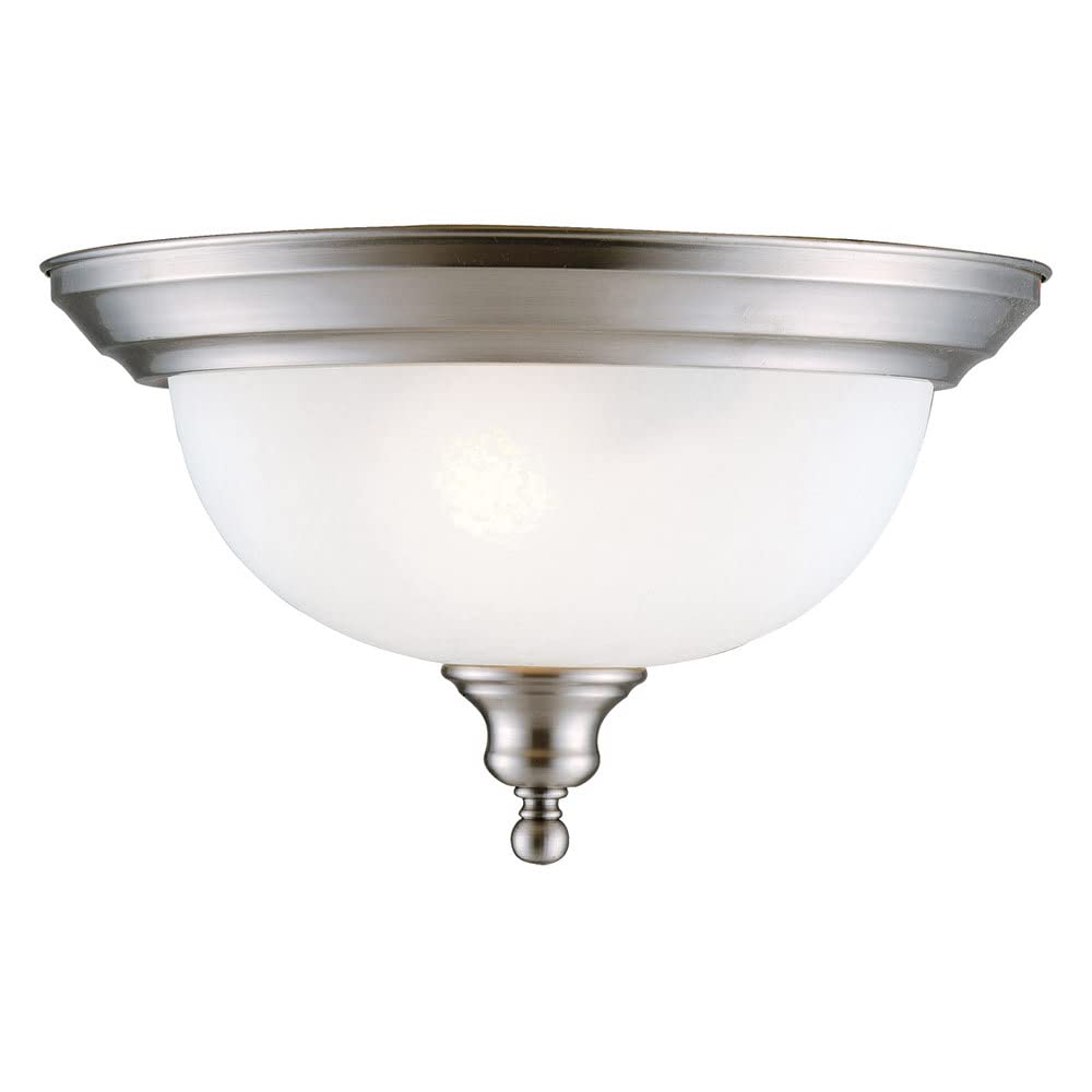 Design House 510297 Bristol Traditional 2-Light Indoor Flush Mount Ceiling Light Dimmable Alabaster Glass For Bedroom Dining Roo