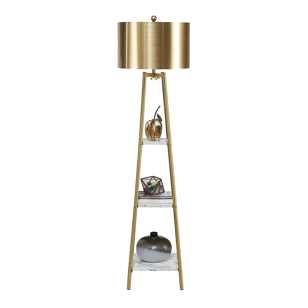 ROSEN GARDEN Floor Lamp, Modern Tall Pole Light with Gold Shade, Metal and Marble, Accent Lighting for Living Room and Bedrooms, Model LT7026