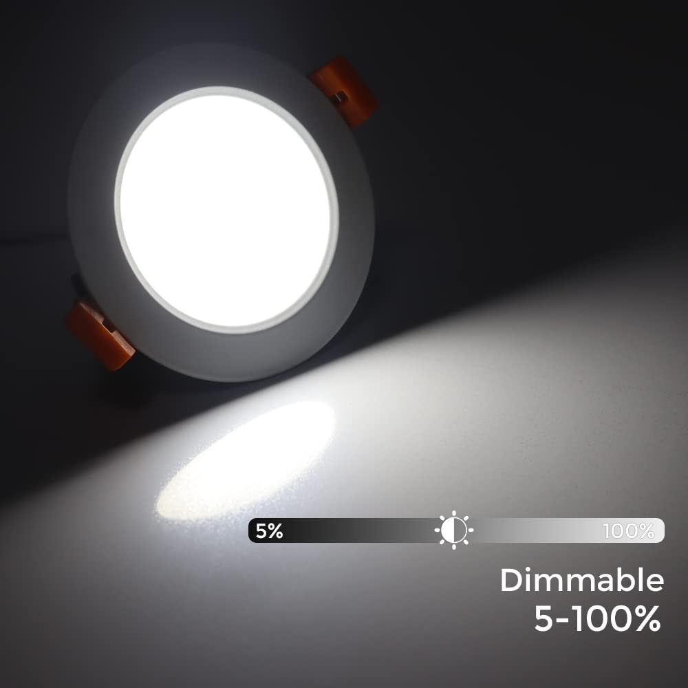 LEDLightsWorld 3 Inch Dimmable LED Recessed Downlight, 5W (40W Equivalent), Daylight White 6500K, 8 Pack