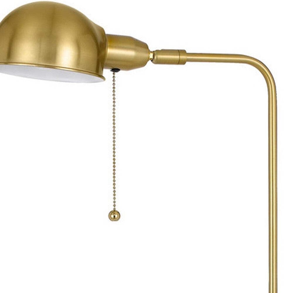 HomeRoots Brass Floor Lamp, Adjustable Traditional Design, 58 in., Metal Construction, Bronze Dome Shade