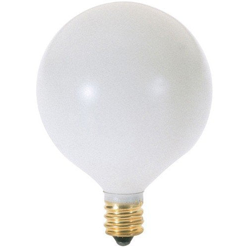 Kor (Pack Of 10) G16.5 White Finsh Decorative (E12) Candelabra Base Globe Shape Incandescent 120V G16 1/2 Light Bulbs (15)