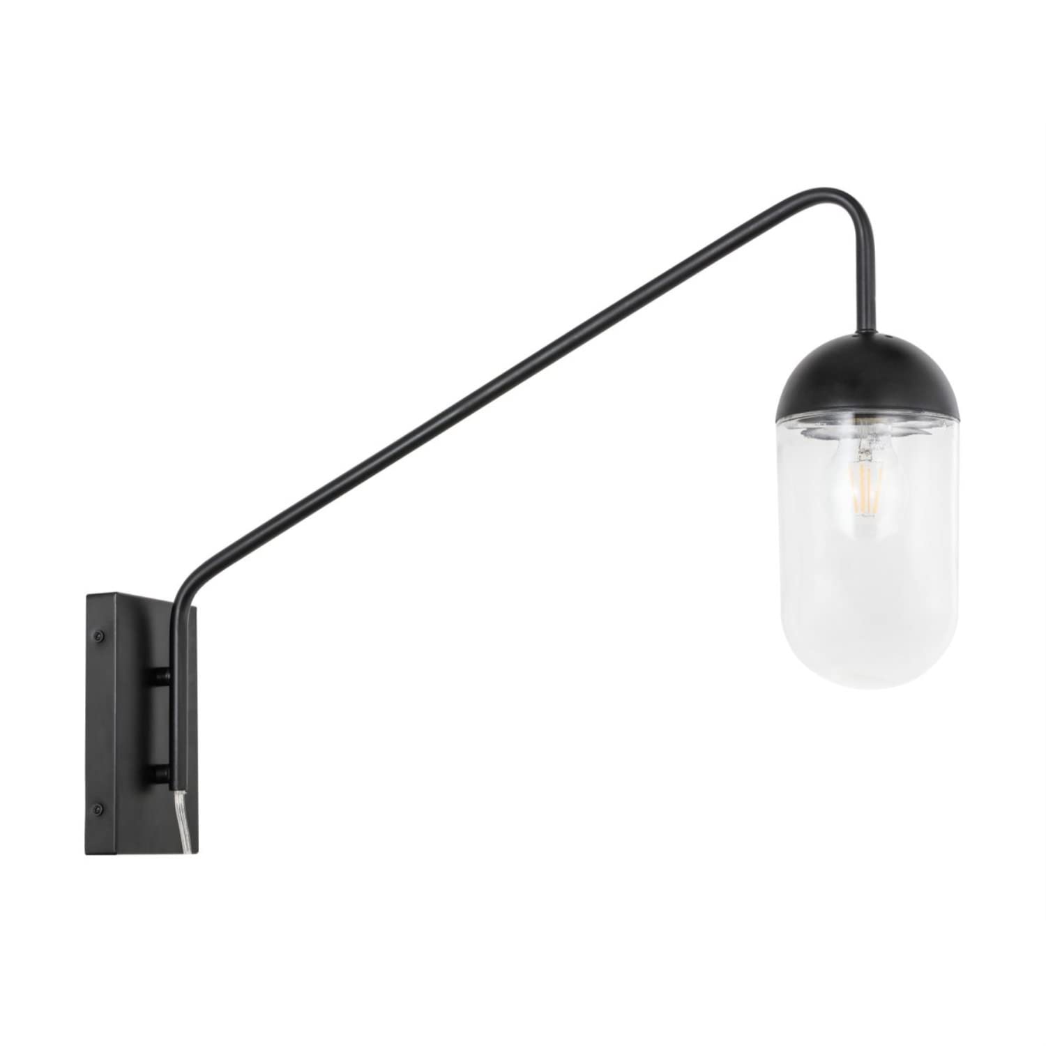 Living District Kace 1-Light Metal Wall Sconce in Black and Clear Glass