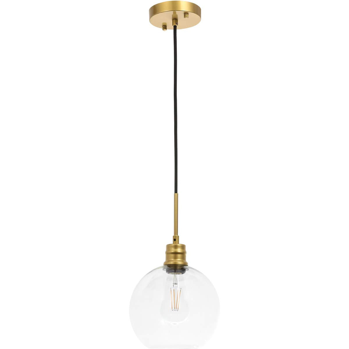 Living District Indoor Modern Home Decorative Bright Ceiling Emett 1 Light Brass and Clear Glass Pendant