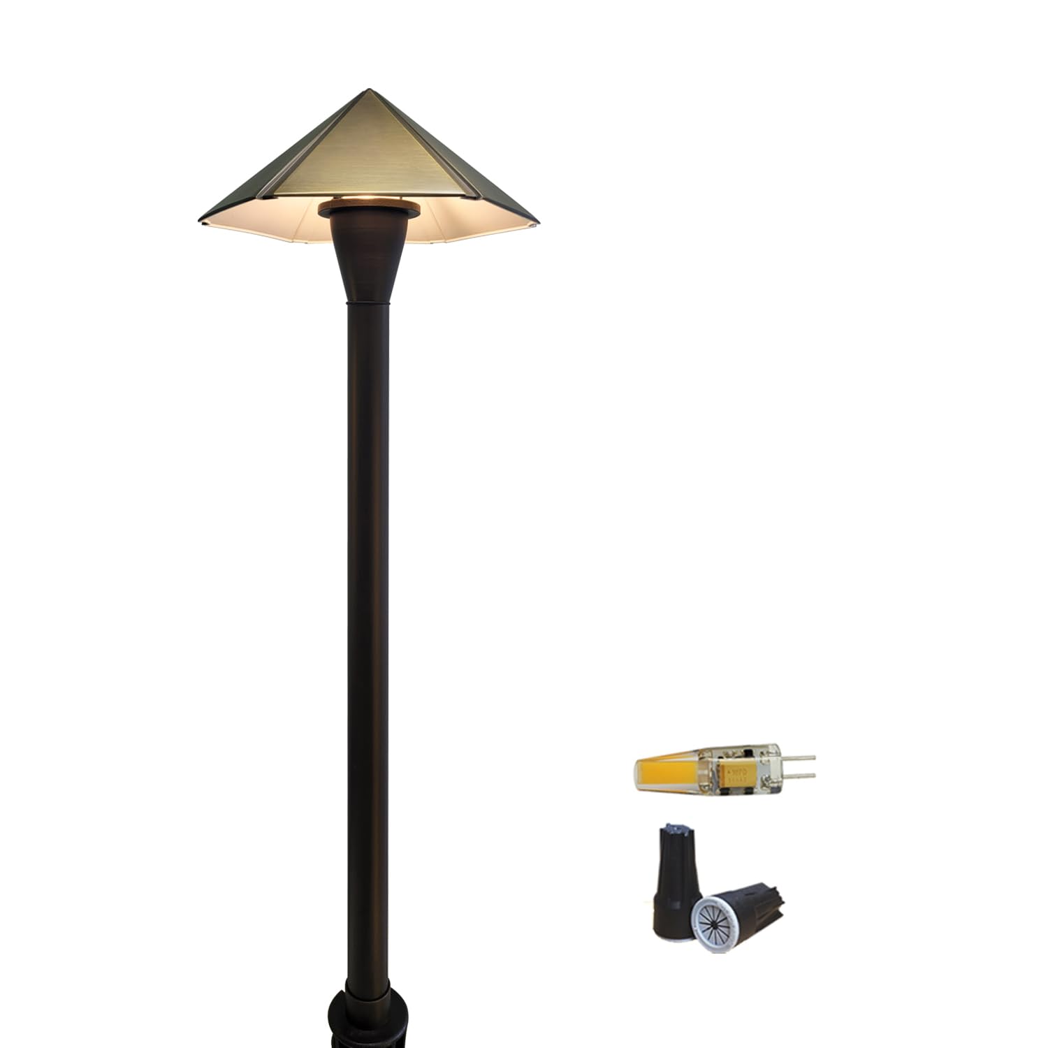 COLOER 12V Brass Outdoor Low Voltage Garden Path Lights for Outside(Bronze,23.2 Tall, 7.9 Shade) with 2W 2700K G4 LED Bulb(605B)