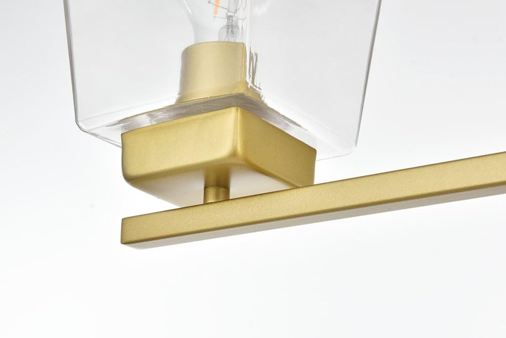 Living District Merrick 3-Light Iron & Glass Bath Sconce in Brass/Clear