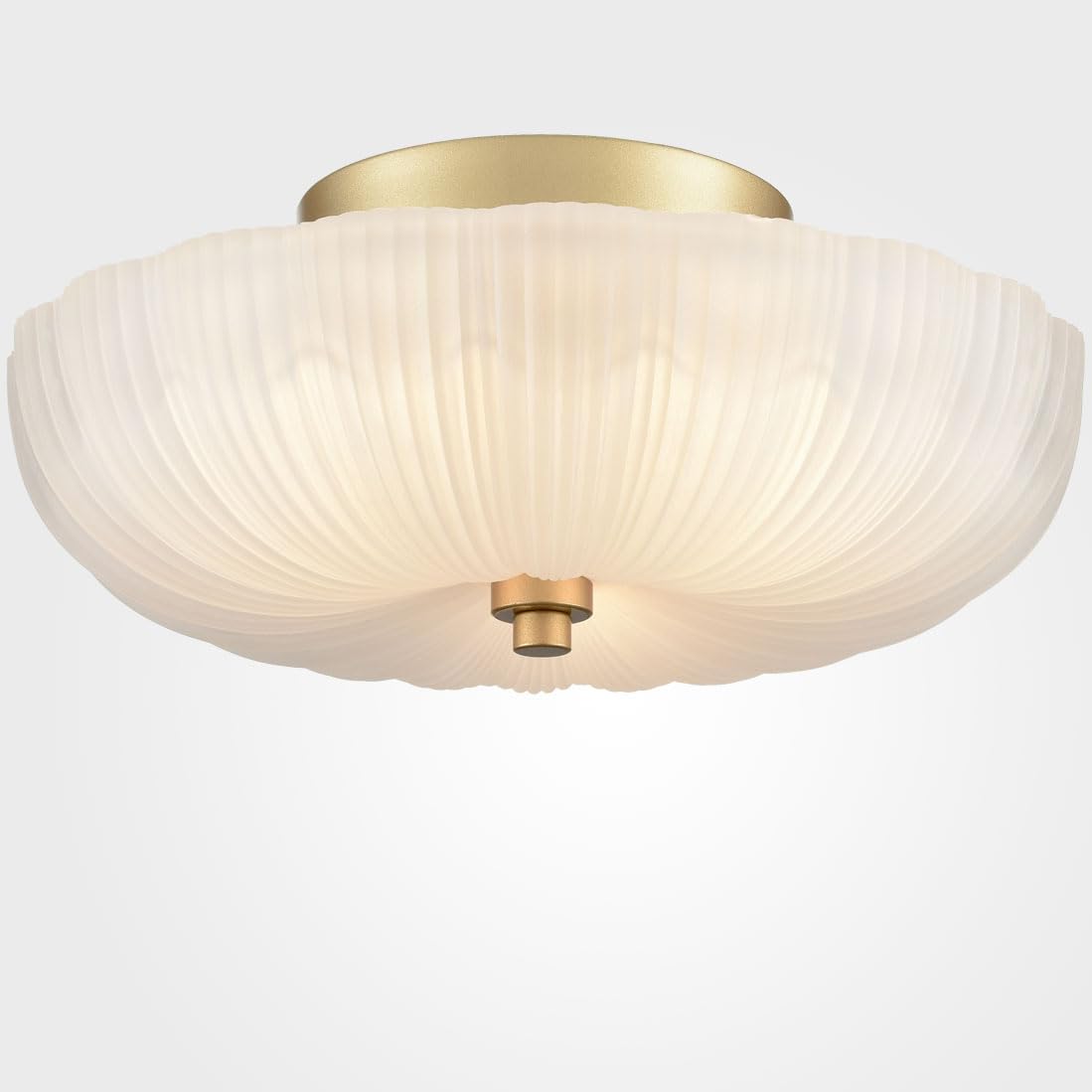 Diryzon 12 Inch Semi Flush Mount Ceiling Light,Modern Ceiling Lights,3-Light Brass Ceiling Light With Sanding Glass For Hallway 