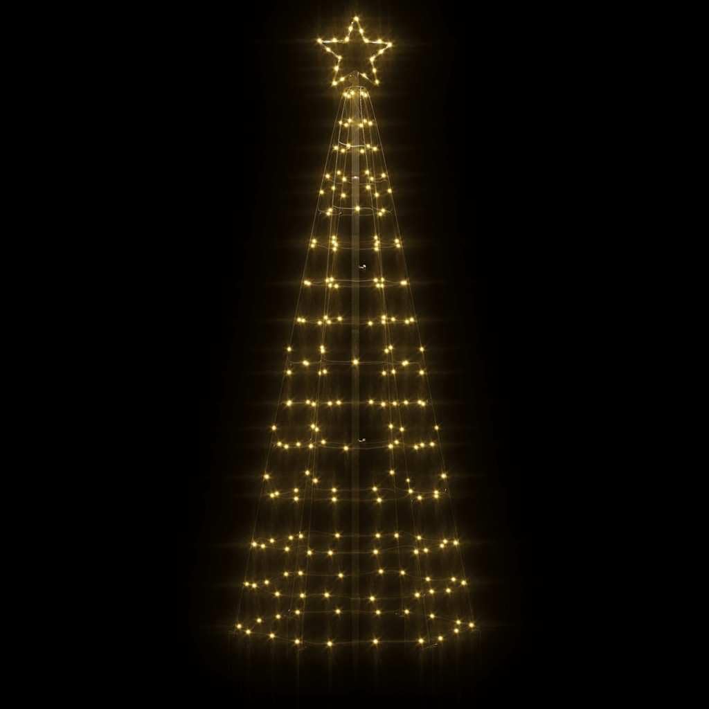 vidaXL Outdoor Christmas Tree Light with Spikes and 220 LED Cold White Lights, 70.9 Inches, Comes with Several Lighting Modes