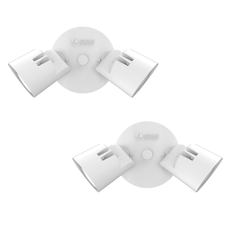 Lithonia Lighting HGX LED 2RH 40K 120 WH M2 HomeGuard LED Outdoor Security Floodlight, Non-Switchable 4000K, 2-Lights, 2-Pack, W