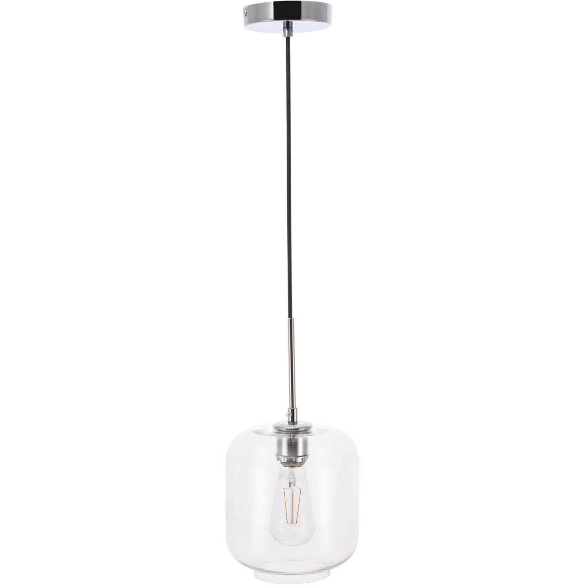 Living District Chrome Pendant Light With Clear Glass Shade, 1 Light Fixture