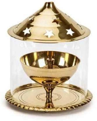 Fashion Bizz Traditional Brass Diya Brass (Pack of 2) Table Diya Set (Height: 5 inch)