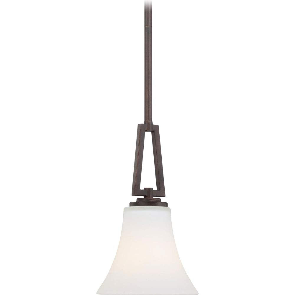 Minka-Lavery Middlebrook 1 Light Mini Pendant in Vintage Bronze Finish with Etched White Glass
