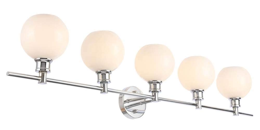 Living District Indoor Modern Home Decorative Bright Ceiling Collier 5 Light Chrome and Frosted White Glass Wall Sconce