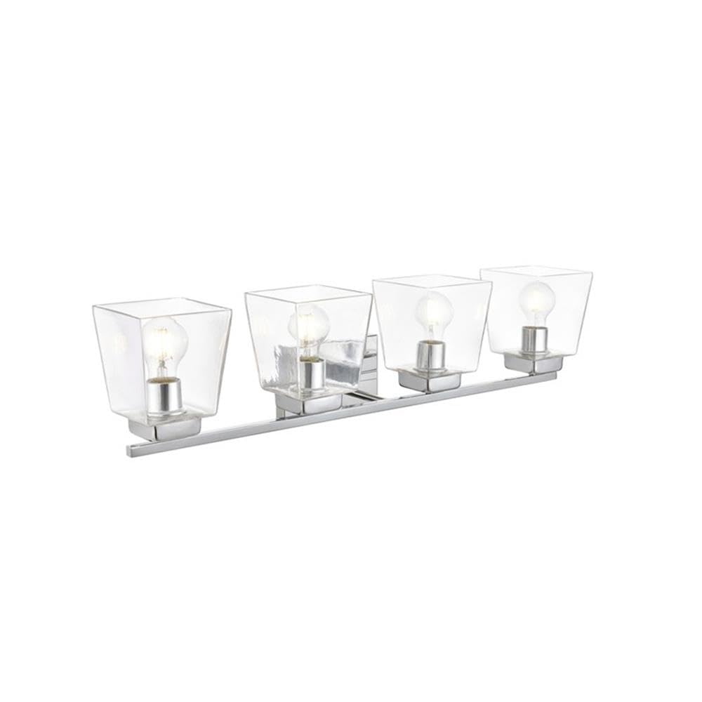 Living District Merrick 4-Light Iron & Glass Bath Sconce in Chrome/Clear