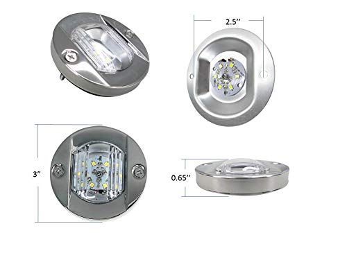 Pactrade Marine Boat 3 Inches Round Transom Interior Light Led Stern Anchor Light Stainless Steel Splashproof Flush Mount For Fishing Boat Pontoon Kayak