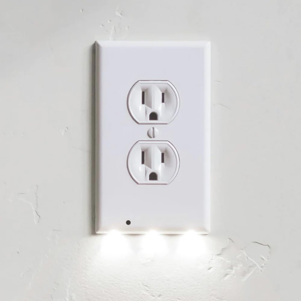 2 Pack - Wall Plate Night Light - Hello Light - LED Night Lights Built Into Electrical Outlet Wall Plates - Turn NightLight On/O