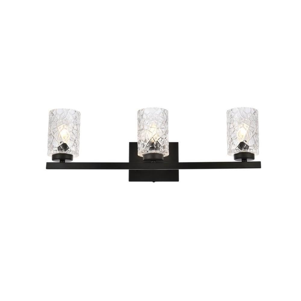 Living District Cassie 3-Light Metal Bath Sconce in Black and Clear