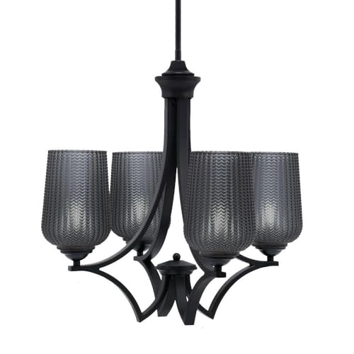 Toltec Lighting 564-Mb-4252 Zilo - 4 Light Uplight Chandelier-19.75 Inches Tall And 20.25 Inches Wide, Finish Color: Matte Black, Glass Color: Smoke Textured